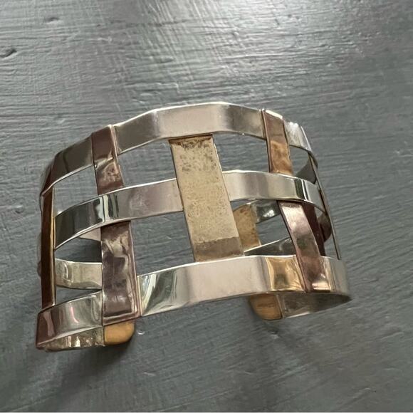 RLM Robert Lee Morris 925 Sterling Silver Copper Cuff Bracelet - Picture 4 of 15